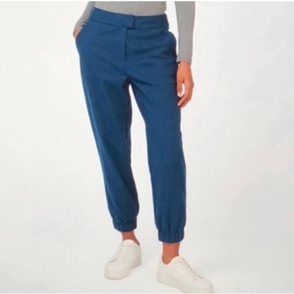 Sweaty Betty XS Trail Trousers Joggers Lined Blue Window Pane Womens Extra Small - Picture 1 of 9
